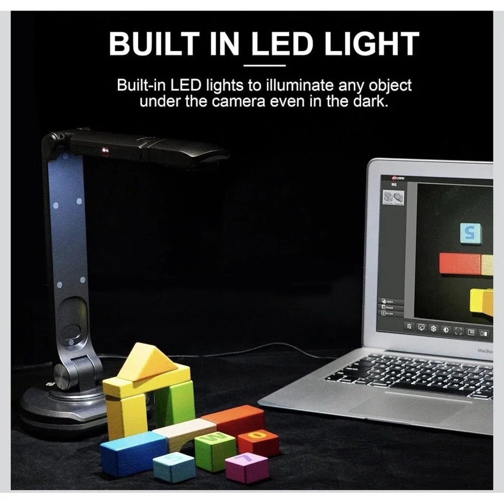 4N27/V500S 8MP Document Camera for Teachers, USBVisualiser for A3 Size, LELight,